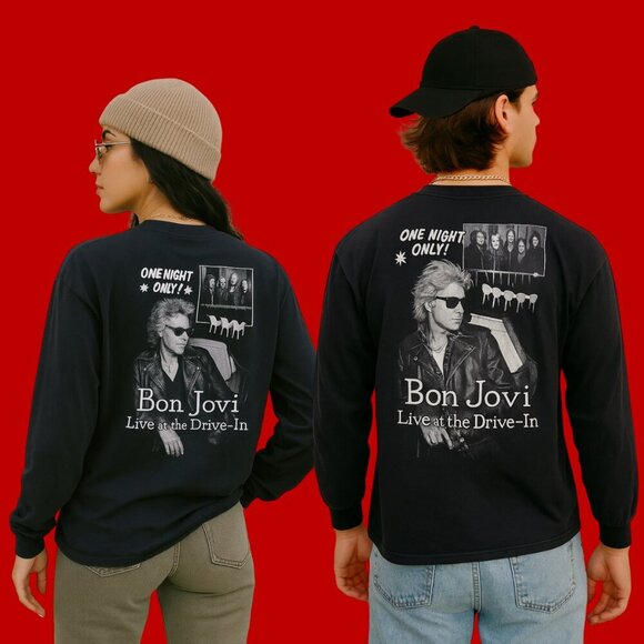 Vintage Bon Jovi 2021 Concert Tour Long Sleeve Graphic Black Band Shirt JHK 3XL - Picture 2 of 9